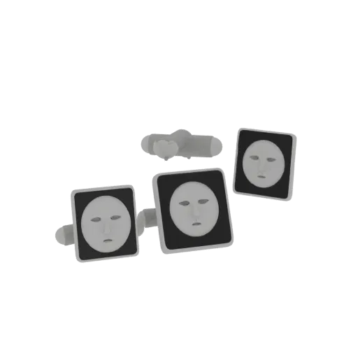 Square Cufflink scene ready 3D model, side view studio render, showing cufflink silhouette and surface contrast.