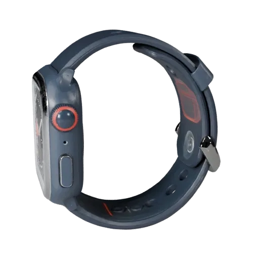 Medical Style Smartwatch Low Poly 3D model, game viewport three-quarter view, showing silicone, wearable fit.