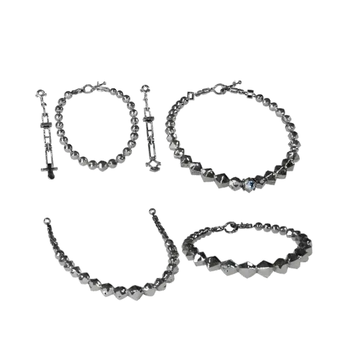 Pearl Necklace game ready 3D model, front-three-quarter studio render, showing necklace silhouette and surface contrast.