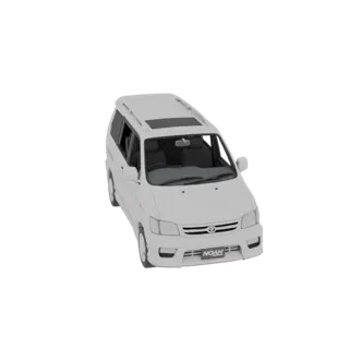 A white Toyota Noah MPV 3D model viewed from a slightly elevated front-right angle, showcasing its exterior details.