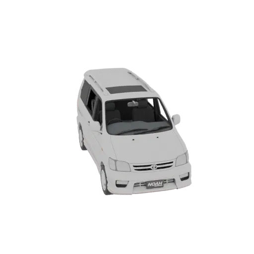 A white Toyota Noah MPV 3D model viewed from a slightly elevated front-right angle, showcasing its exterior details.