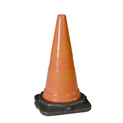 Utility Safety Cone Realistic 3D model, three-quarter studio render, showing plastic shells, form detail.