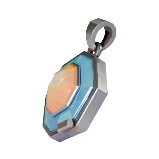 Modello 3D Ciondolo Gemma pronto per il gioco, rendering studio front-tre-quarti, che mostra la silhouette del pendente e il