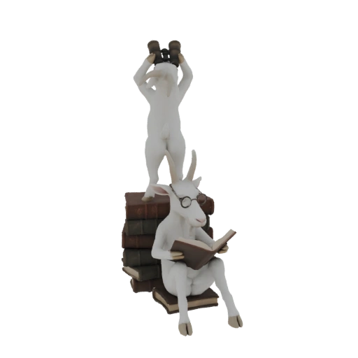 Goats Reading and Observing Statue