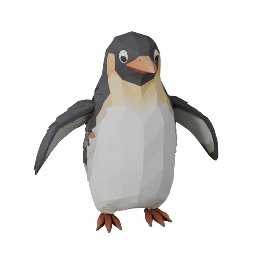 Modelo 3D Pingüino Poligonal Bajo - Asset de Juego para Unity con FBX | Libre de Regalías