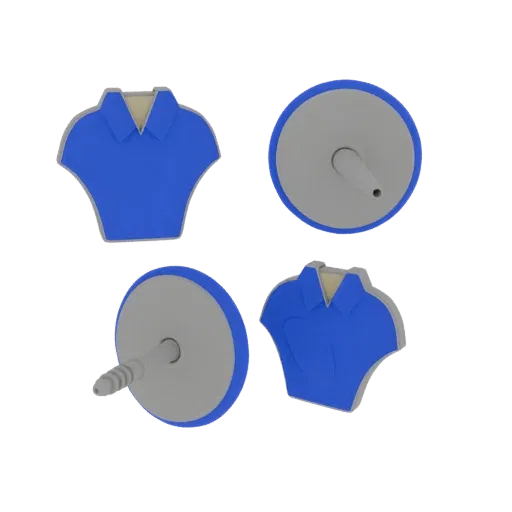 Round Shirt Stud scene ready 3D model, top-down studio render, showing cufflink silhouette and surface contrast.