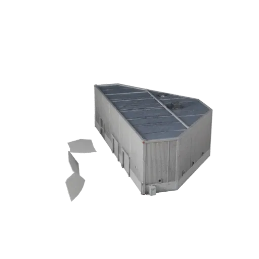 Warehouse Blender-ready 3D model, Blender studio render view, showing industrial building materials and architectural detail