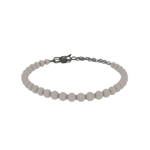 Sterling Silver Pearl Collar Necklace 3D model, three-quarter studio render, pearl surface.