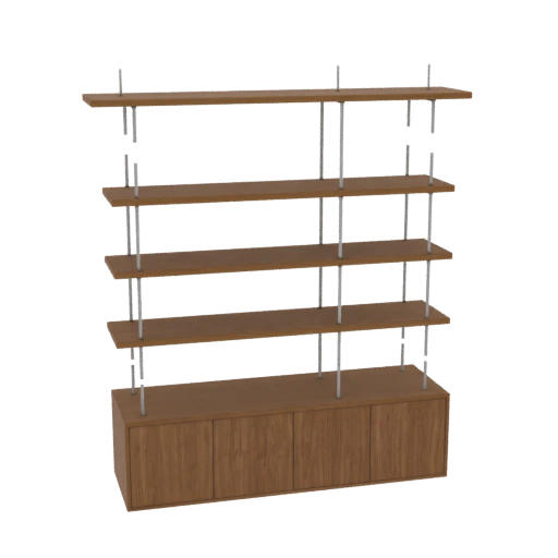Modern Wooden Bookshelf with Cabinet Base