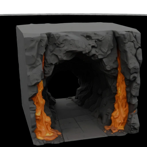 Cave with Lava Flows and Path