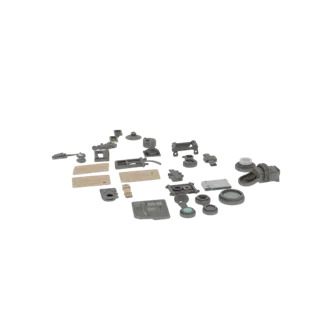 Market Street Clutter Printable 3D model, isometric STL render, showing paper-like cards, small readable forms.