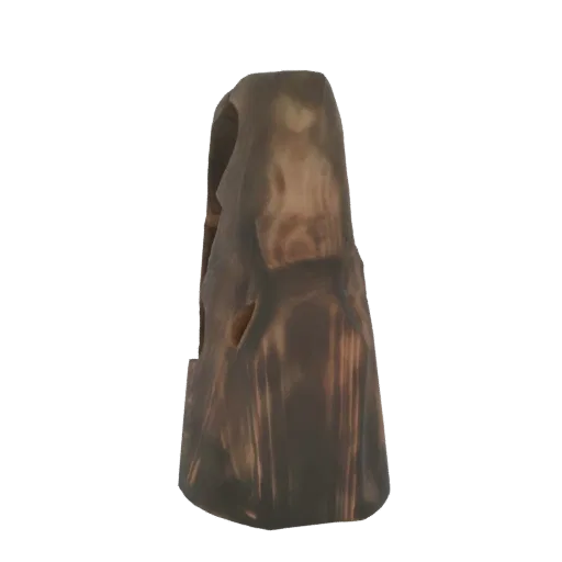 A 3D render of a tattered, dark hooded robe with visible tears and frayed edges, set against a black background.