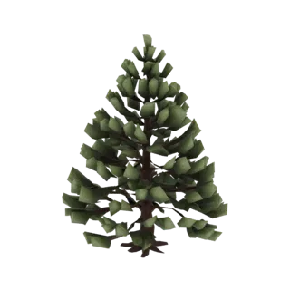 3D model of a detailed spruce tree with lush needles and intricate branches, on a white background.