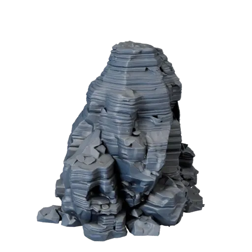 Crystal Rock Cluster Unreal Engine 3D model, top-down viewport view, showing stratified stone, rock faces.