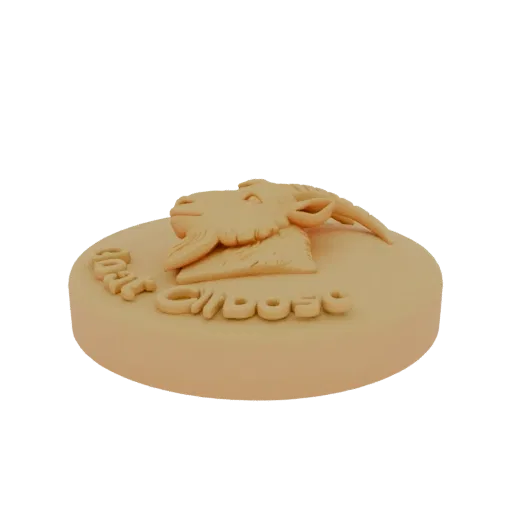 3D model round embossed insert with goat head and "Goat Cheese" text