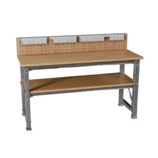 Garage Workbench GLB 3D model, three-quarter AR viewer render, showing product viz steel frames.