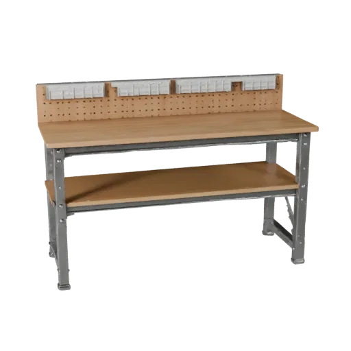 Garage Workbench GLB 3D model, three-quarter AR viewer render, showing product viz steel frames.