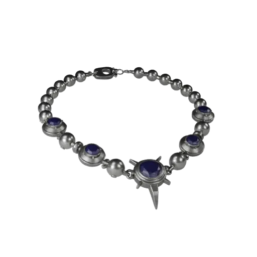 Sterling Silver Statement Pearl Necklace 3D model, stylized isometric render, pearl surface.