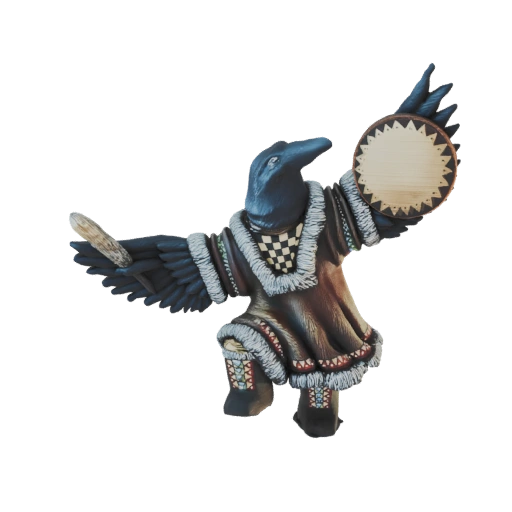 Shamanic Raven with Drum and Rattle 3D Model
