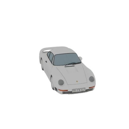 White Porsche 959 Sports Car 3D Model