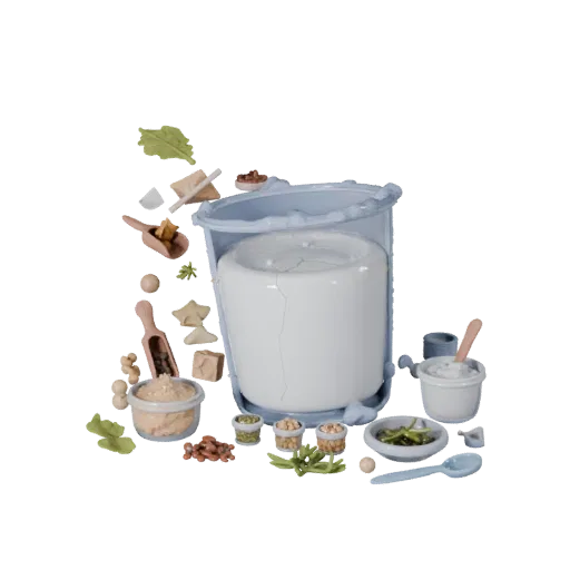 Fresh Herb Rice Sack 3D model, three-quarter front view, AR viewer studio render, showing powders, form detail.