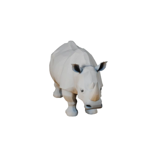 Modello 3D Rinoceronte Bianco Low Poly - Asset di Gioco Unity con FBX | PBR