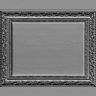 Modèle 3D de cadre bas-relief style gravure, avec motif en relief détaillé sur les bords.