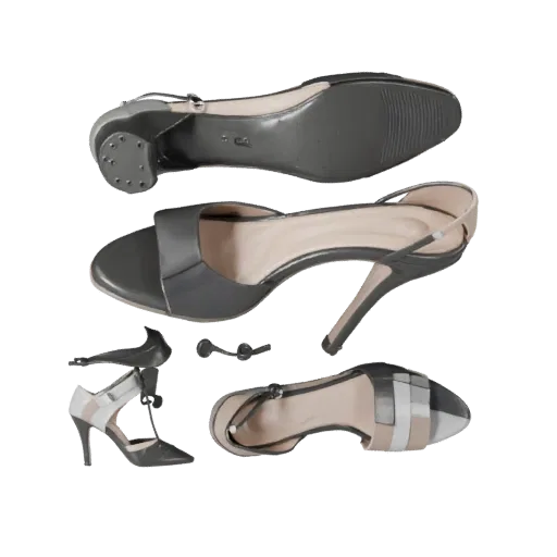 High Heels 3D model, three-quarter front view, Unity viewport, showing leather, footwear silhouette.