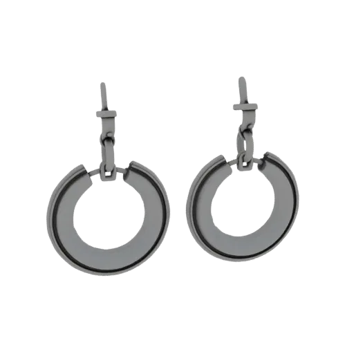 Stud Hoop Earrings scene ready 3D model, top-down studio render, showing earring silhouette and surface contrast.