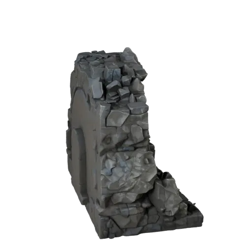 Cave Chamber Module Realistic 3D model, three-quarter environment render, showing aged stone, built remnants.