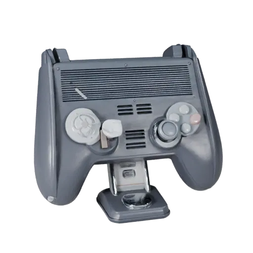 Portable Arcade Stick High Poly 3D model, close-up studio render, showing matte plastic, console proportions.
