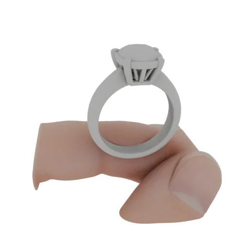 Emerald Ring product viz 3D model, close-up hero shot, with clean topology and PBR shading on the ring.
