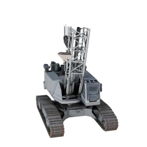 Mobile Crane High Poly 3D model, close-up studio render, showing painted steel, large mechanical silhouettes.