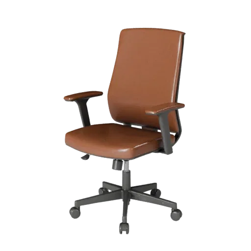Modern Office Chair 3D model, office, three-quarter front view, Unity viewport, wood detail.