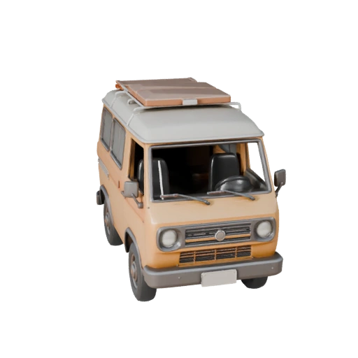 Modelo 3D de Van Retrô Pronto para Jogo para Uso em Tempo Real Ativo PBR (Legacy)