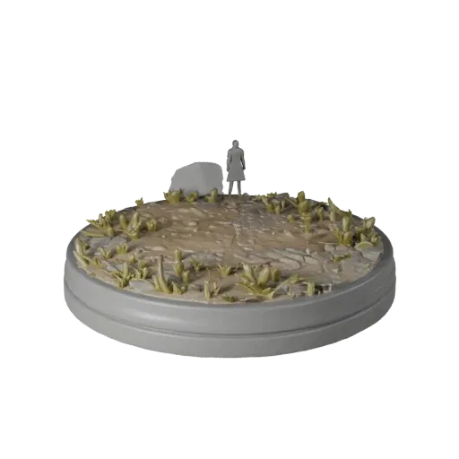 Snow Scenic Base high poly 3D model preview showing rim shape, studio close-up view, height and ground texture
