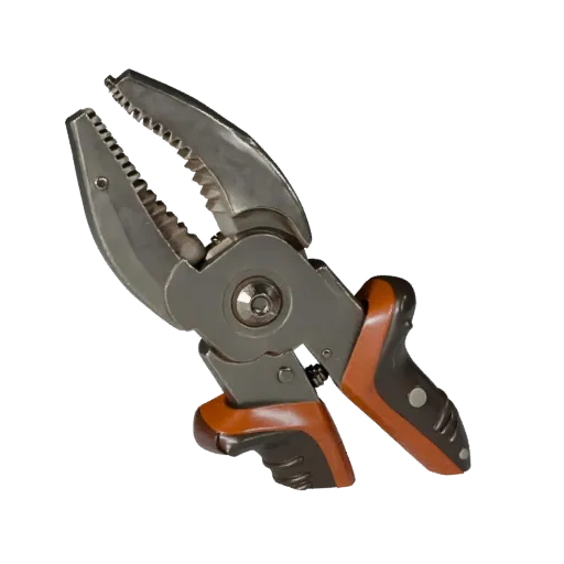 Vintage Pliers 3D model, side profile view, technical viewport render, showing painted metal, clear grip zones.
