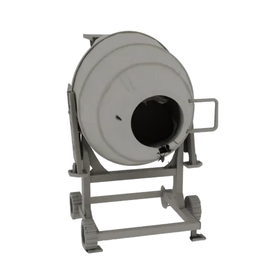 Heavy Duty Concrete Mixer Printable 3D model, isometric STL render, showing concrete, site-ready silhouettes.