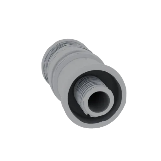 3D model of a cylindrical fitting with internal thread, side view