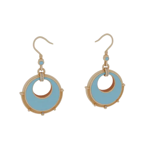 Hoop Drop Earrings collectible detail 3D model, perspective studio render, highlighting earring form and finish detail.