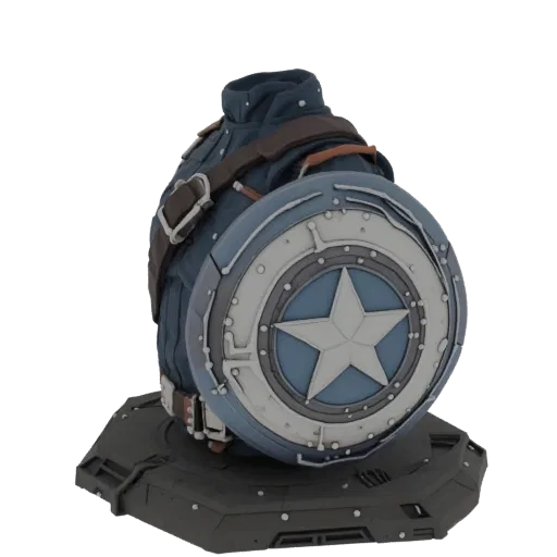 3D model of Captain America bust with iconic shield on a substantial base