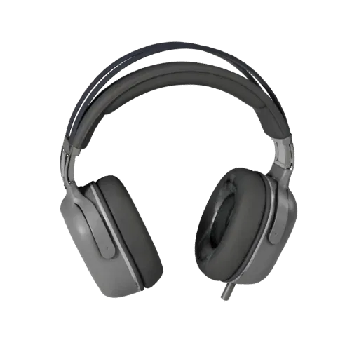 Wireless Gaming Headset 3D model, three-quarter front view, Unity viewport, showing soft ear pads, wearable scale.