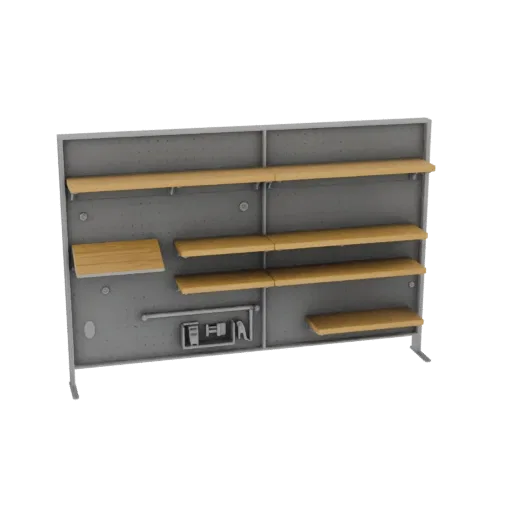 Industrial Pegboard Wall Printable 3D model, isometric STL render, showing steel frames, stable fixtures.