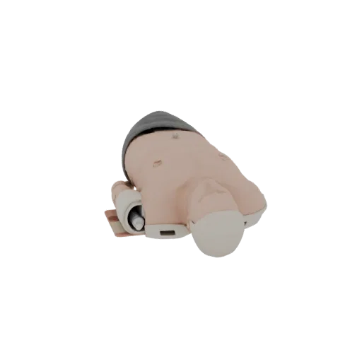 First Aid CPR Torso Trainer Realistic 3D model, three-quarter studio render, showing neutral plastics, form detail.
