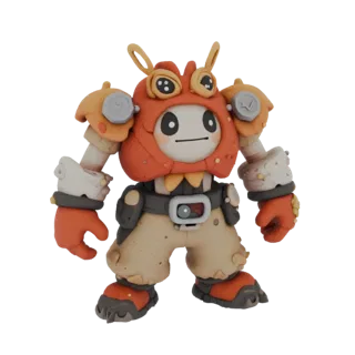 Modelo 3D do personagem Happy Chaos de Guilty Gear em estilo de plastilina, em corpo inteiro