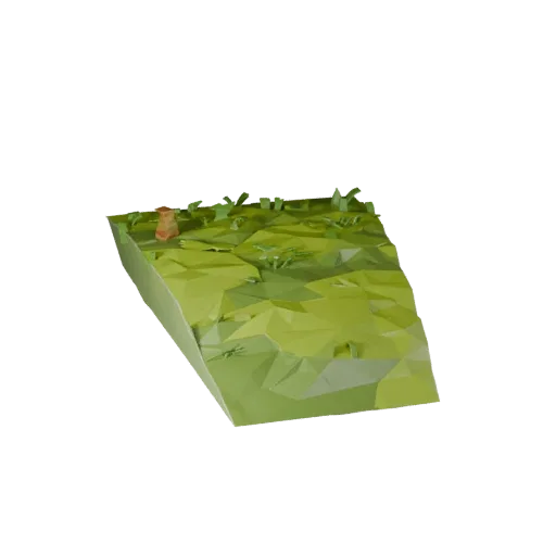 Jungle Ground Patch Low Poly 3D model, game viewport three-quarter view, showing layered soil, terrain detail.