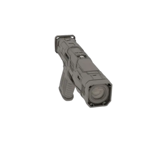 Clean Sci Fi Portable Scanner Printable 3D model, isometric STL render, showing emissive strips, strong prop silhouette.