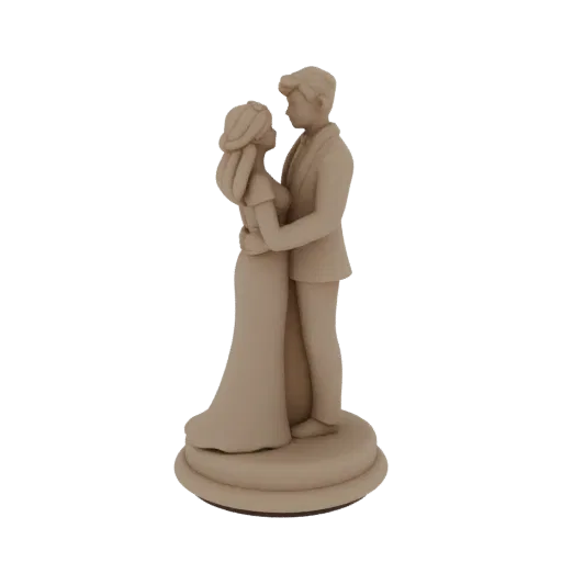 Bohemian Bride Groom wedding cake topper 3D model, three-quarter display angle, hero collectible view