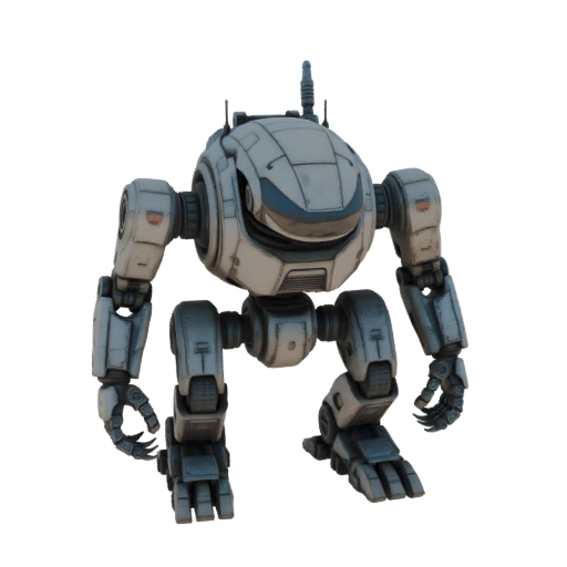White Mech Robot with Blue Visor