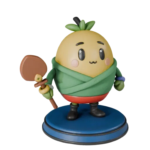 Cute Food Mascot collectible 3D model preview showing pose, studio close-up view, expression and smooth toy surfaces